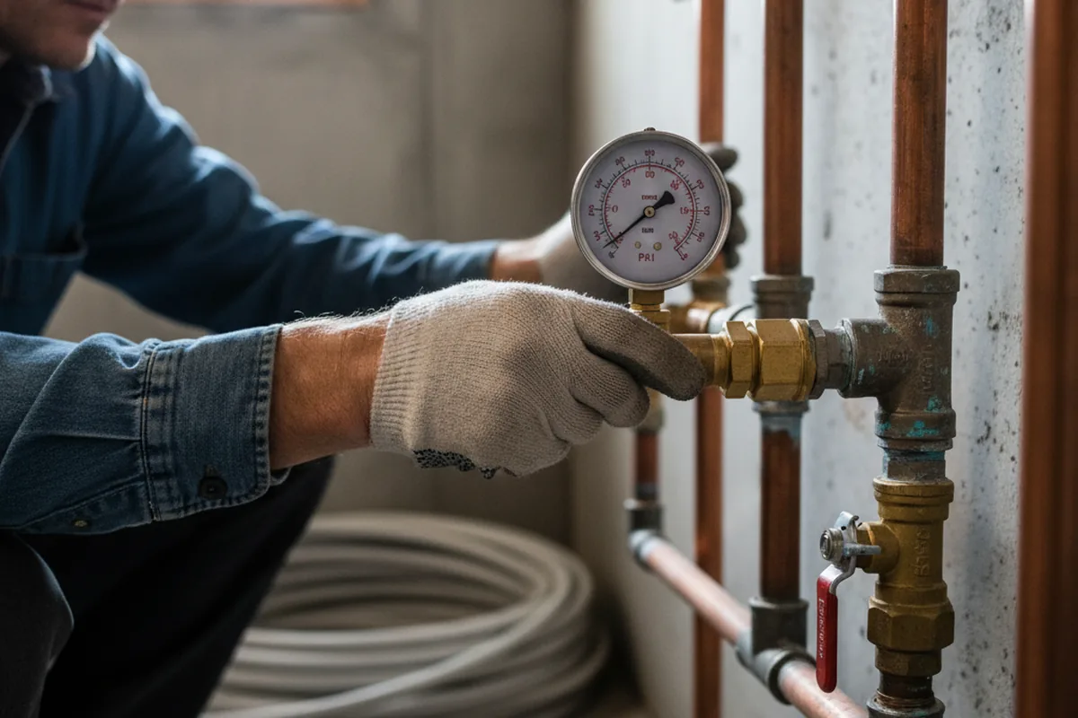 Pressure testing a repaired line during Water Line Repair in Lattimore